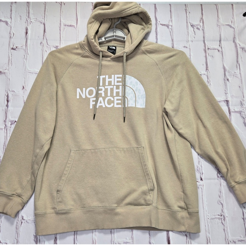 The North Face Hoodie Tan Leopard Logo Pullover Mens XL